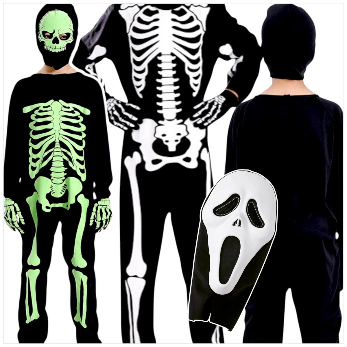 STRÓJ NA HALLOWEEN - KOŚCIOTRUP FLUORESCENCYJNY (ŚWIECI W CIEMNOŚCI) rozmiar M