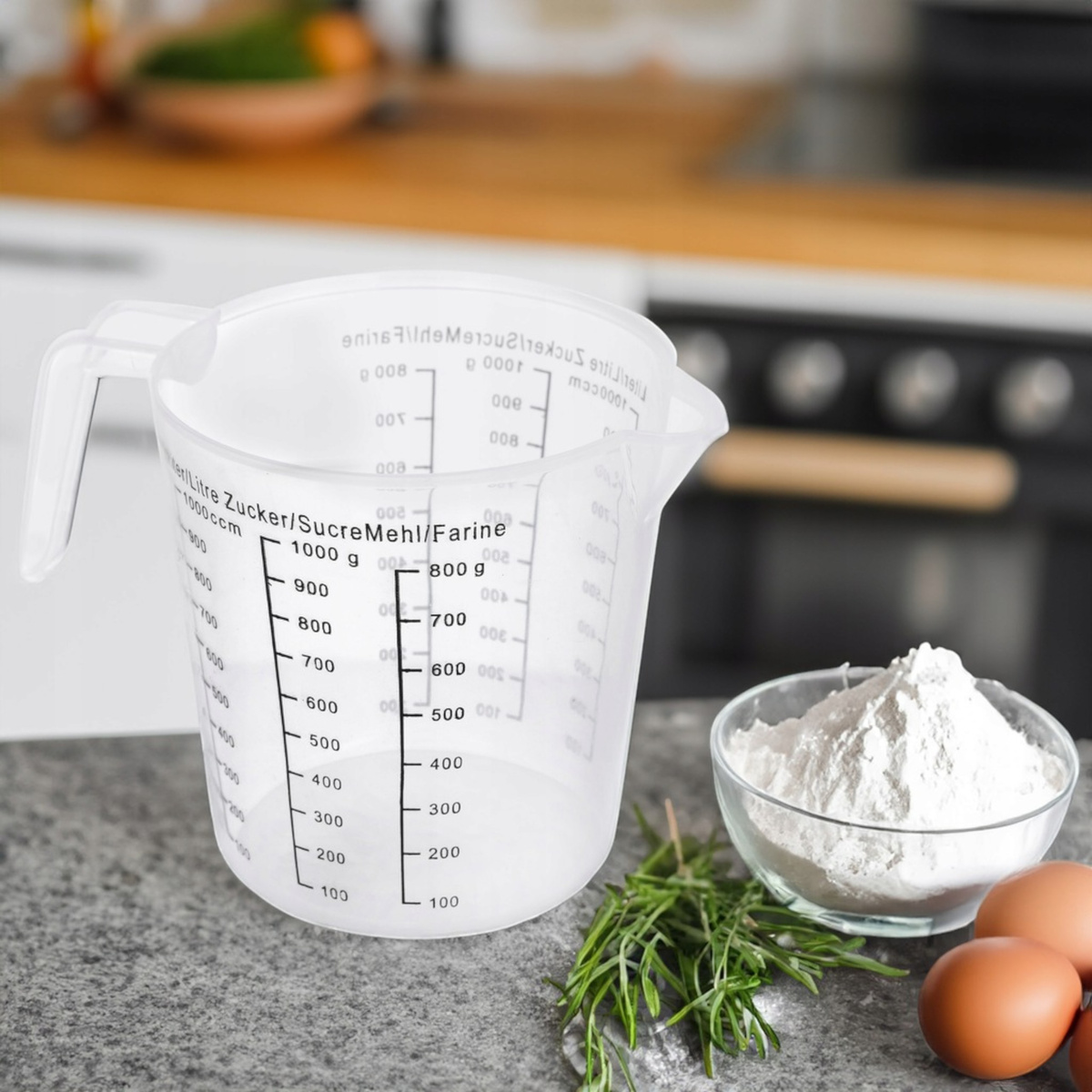 MIARKA KUCHENNA KUBEK DZBANEK Z PODZIAŁKĄ ODMIERZANIA PLASTIKOWY MIARA 1,5L