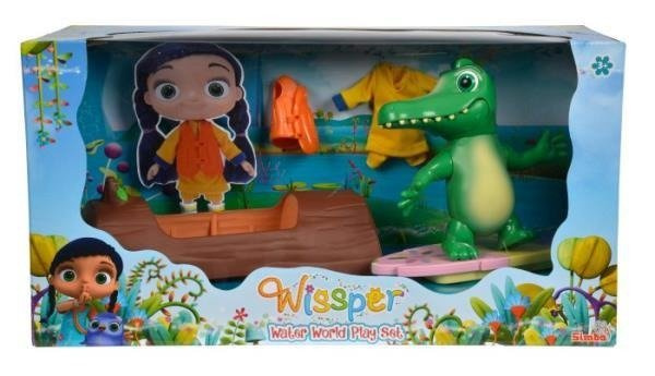 SIMBA - WISSPER FIGURKA ZESTAW ŚWIAT WODY ALIGATOR KEV STRÓJ DLA LALKI DESKA DO PŁYWANIA