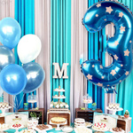 Balon Foliowy Cyfra 3 Niebieski w gwiazdki 80cm
