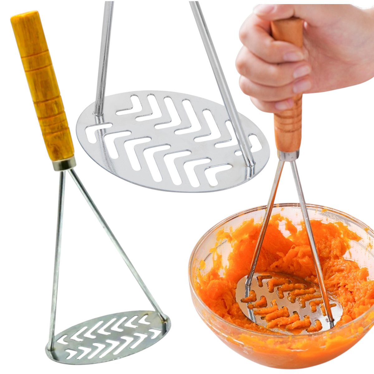 TŁUCZEK DO WARZYW TŁUCZEK DO ZIEMNIAKÓW DREWNIANA RĄCZKA DO UGNIATANIA