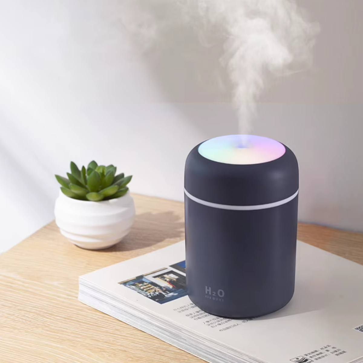 NAWILŻACZ POWIETRZA DYFUZOR AROMATERAPIA LAMPKA NOCNA LED RGB Z PILOTEM USB
