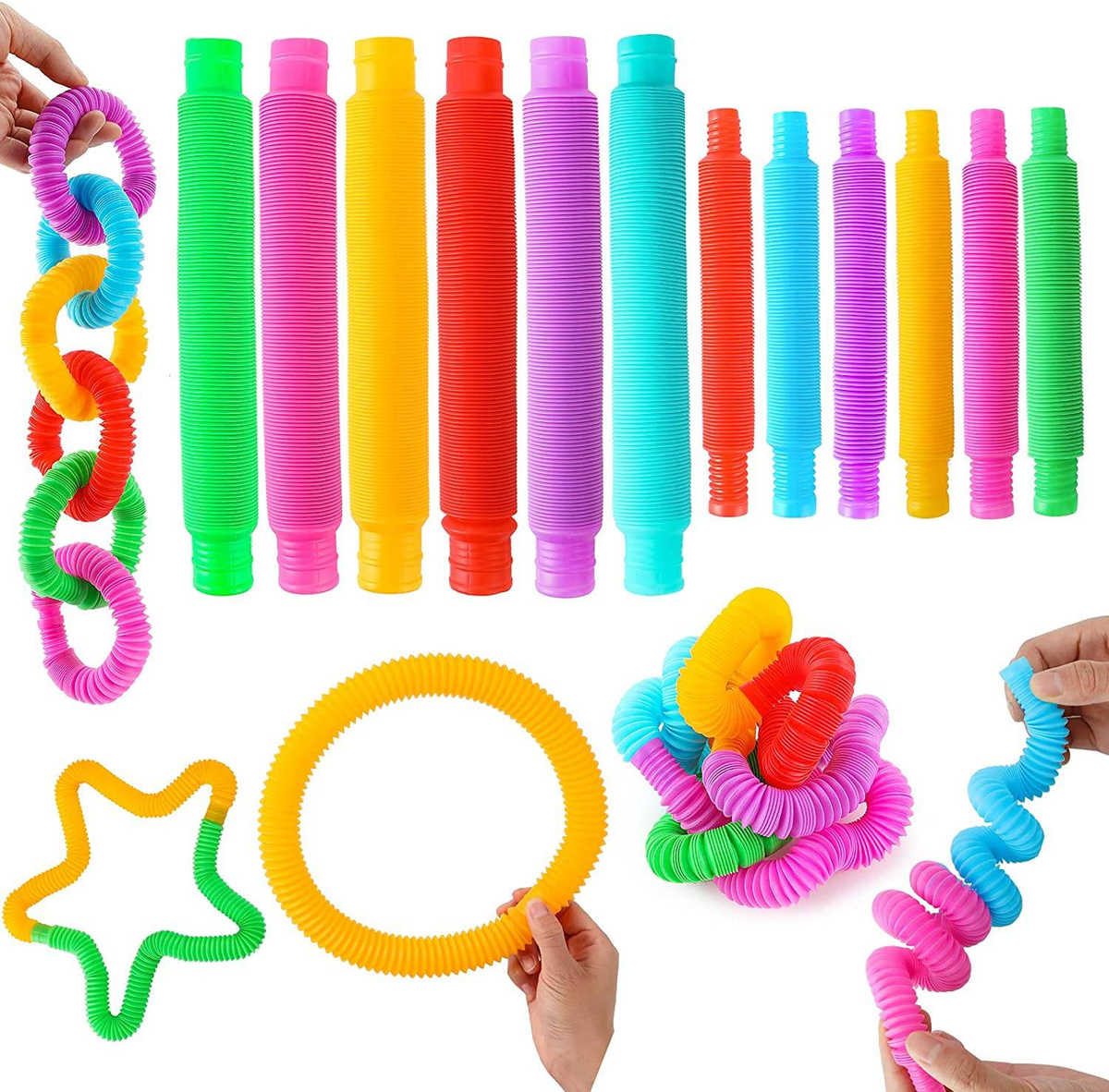 RURKA ANTYSTRESOWA RURKI SENSORYCZNE MEGA ZESTAW 18 SZTUK FIDGET ZABAWKA