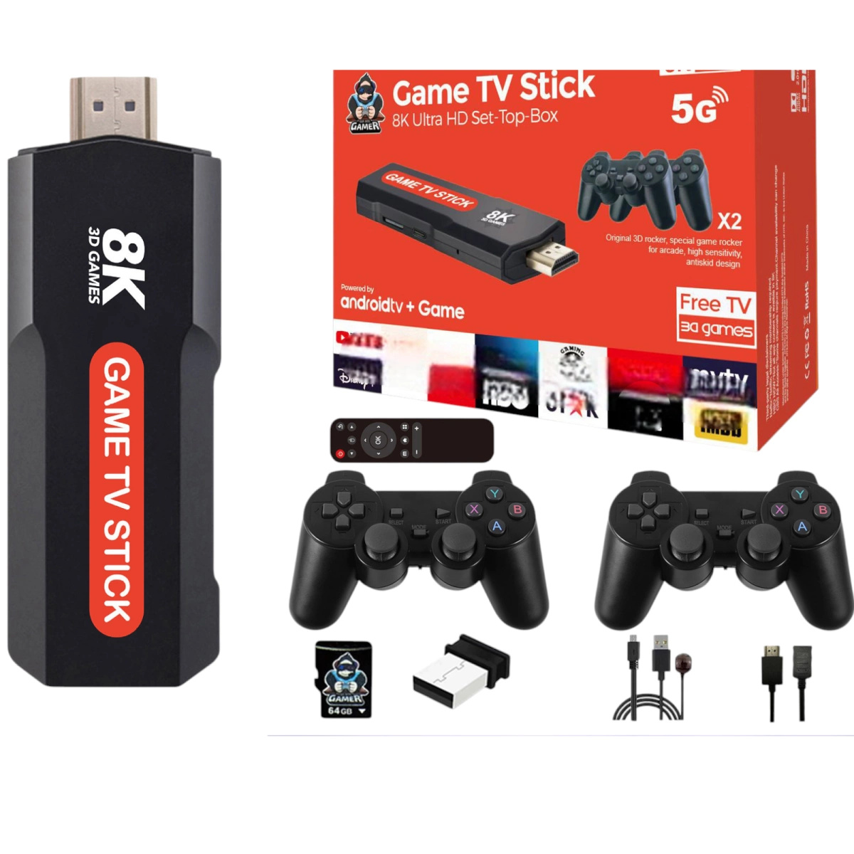 KONSOLA RETRO STICK GIERKA TELEWIZYJNA HDMI 8K ANDROID TV 40000 36500 GIER