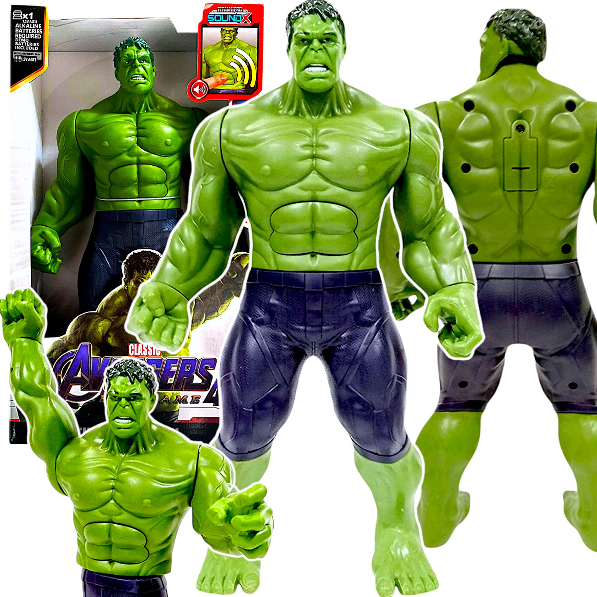 HULK DUŻA RUCHOMA FIGURKA INTERAKTYWNA 30cm DŹWIĘK ŚWIATŁO AVENGERS BOHATER