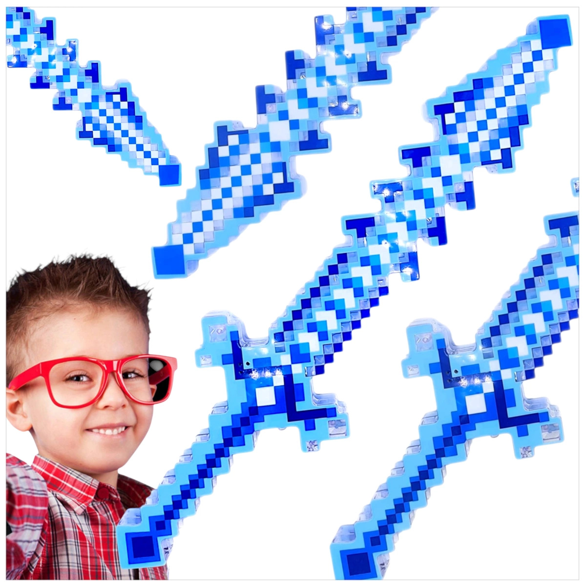 DUŻY MIECZ ŚWIECĄCY - ŚWIETLNY PIXELOWY 49CM XXL