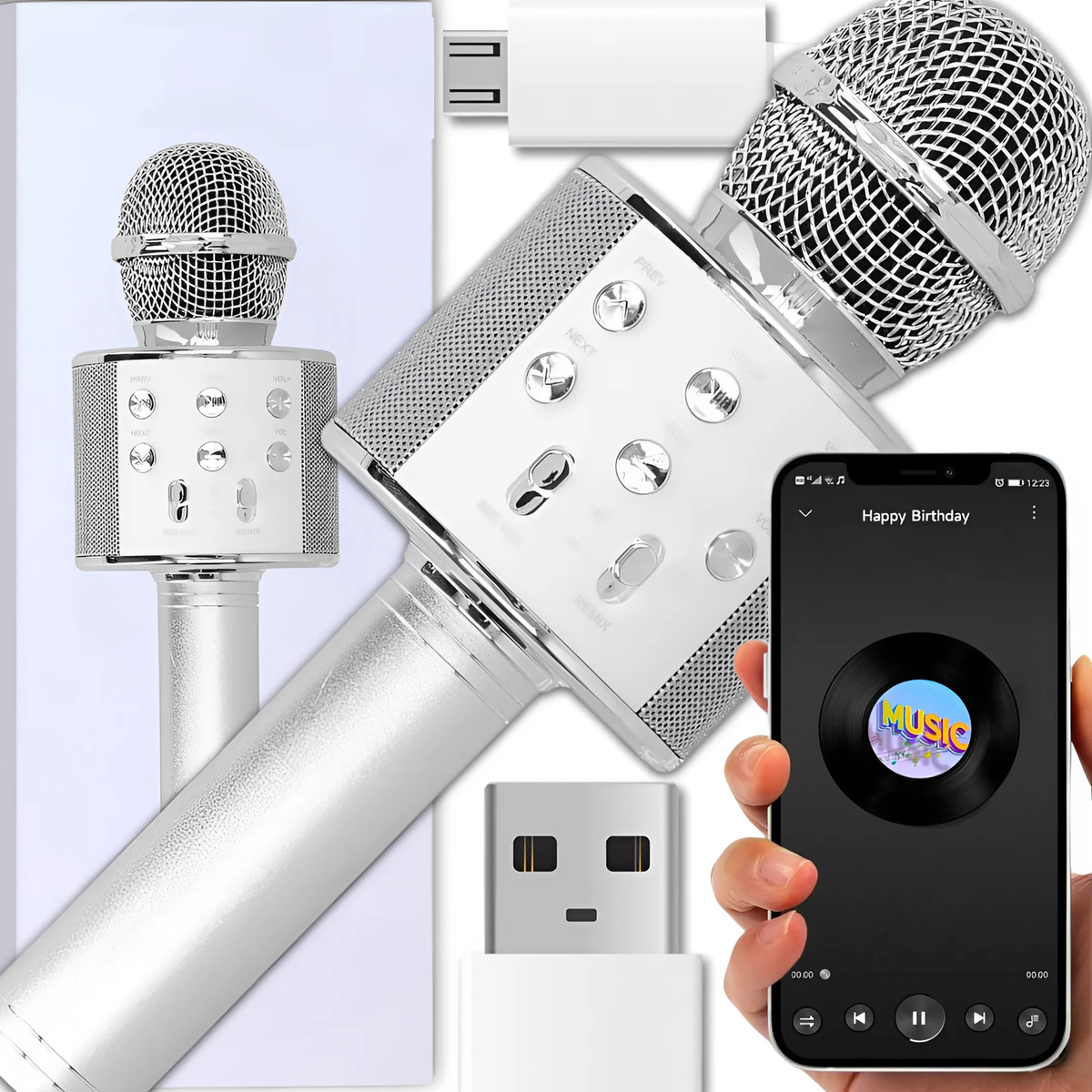 MIKROFON BEZPRZEWODOWY KARAOKE GŁOŚNIK BLUETOOTH RÓŻOWY IDEALNY NA PREZENT 