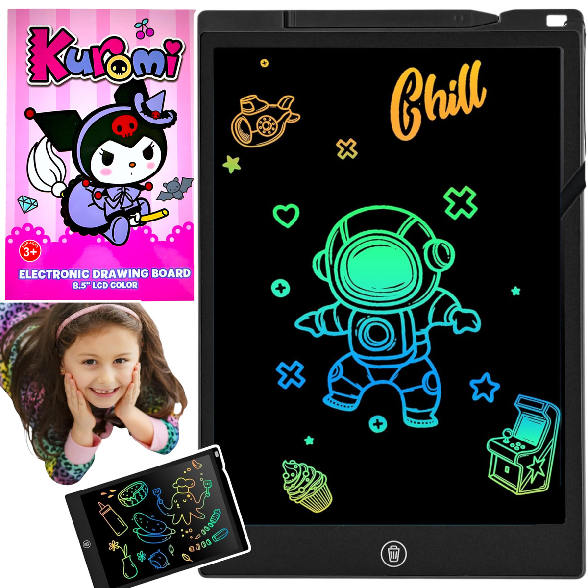 KUROMI TABLET DLA DZIECI DO RYSOWANIA 8 CALI TABLICA EDUKACYJNA LCD