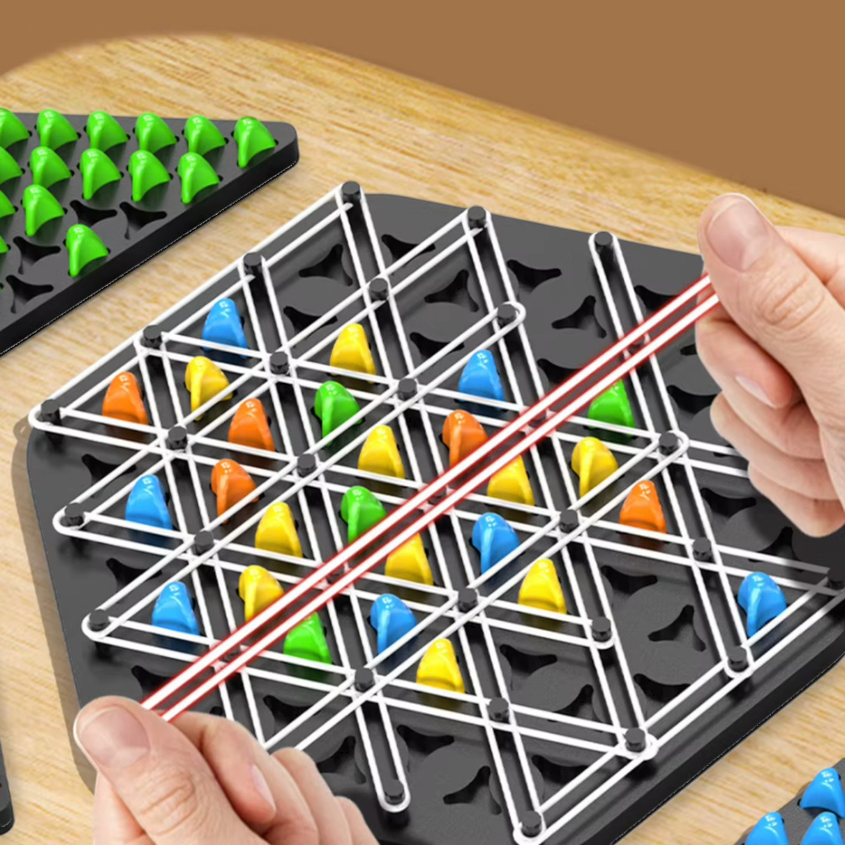 TRIGGLE STRATEGICZNA GRA PLANSZOWA TRÓJKĄTY GUMKI 3D GRA ŁAMIGŁOWKA PIONKI