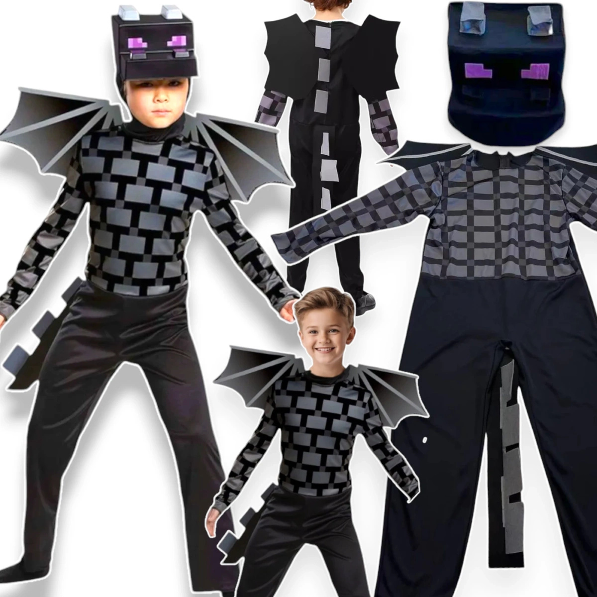 MINECRAFT – STRÓJ DLA DZIECKA SMOK ENDERU ROZMIAR M (120-130) KOSTIUM DLA CHŁOPCA GADŻETY DLA GRACZY
