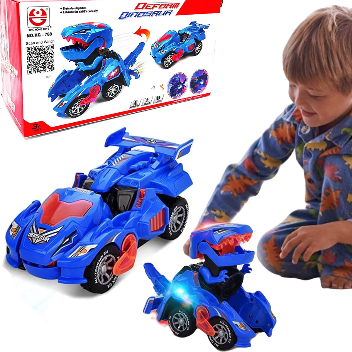 Transformujące Auto Dinozaur 2w1 Świeci