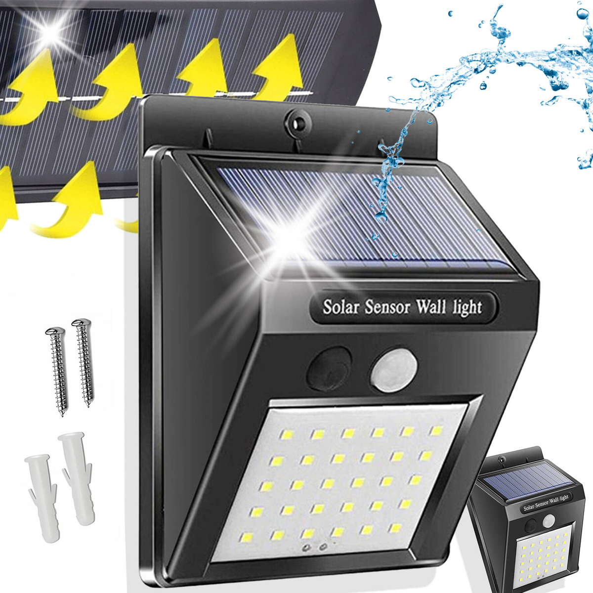 Lampa Solarna z Czujnikiem Ruchu i Zmierzchu 30LED Czujka Do Elewacji