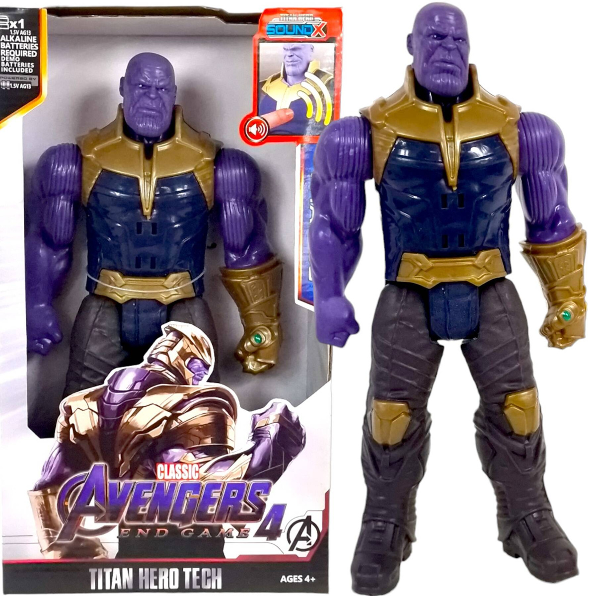 THANOS DUŻA FIGURKA INTERAKTYWNA RĘKAWICA LED ŚWIECI DŹWIĘK RUCHOMA 30 CM