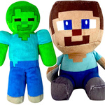 MINECRAFT - ZESTAW PLUSZOWYCH MASKOTEK 2w1 JEŻDŻACY STEVE ZOMBIE