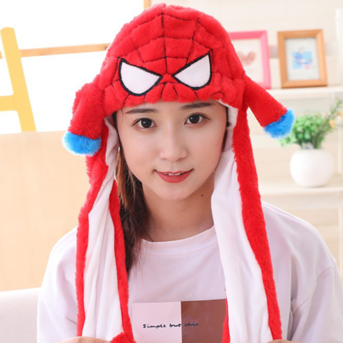 Świecąca LED Czapka Z Ruchomymi Uszami Spiderman Kigurumi