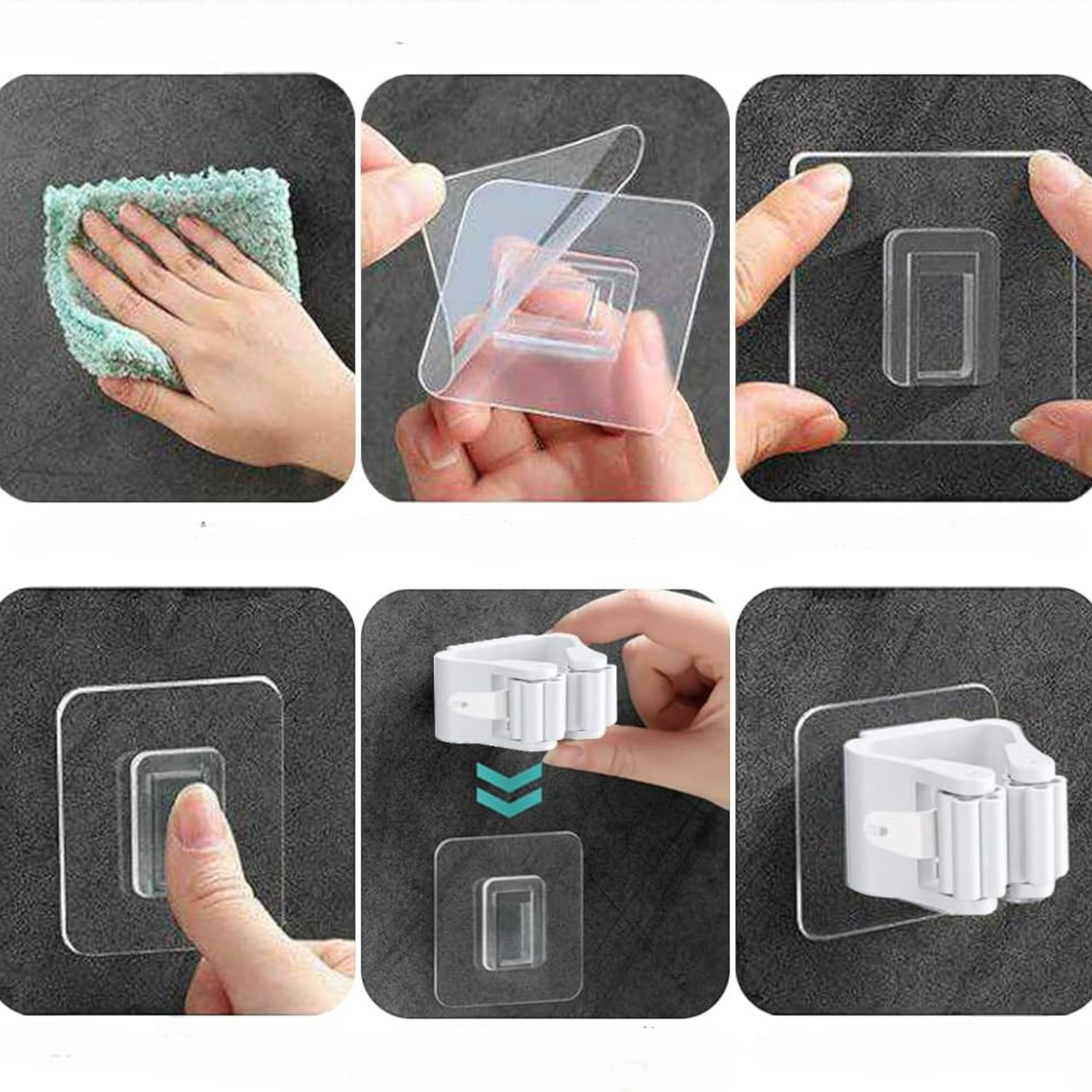 WIESZAK SAMOPRZYLEPNY UCHWYT NA SZCZOTKĘ MOPA KIJA BEZ WIERCENIA ŚCIENNY