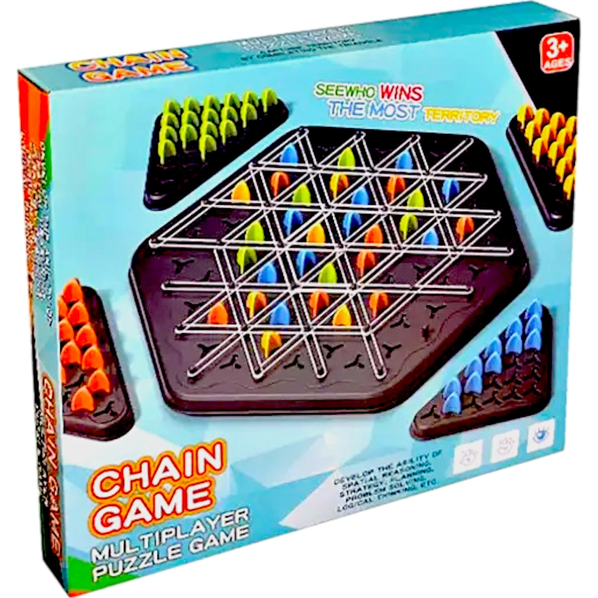 TRIGGLE STRATEGICZNA GRA PLANSZOWA TRÓJKĄTY GUMKI 3D GRA ŁAMIGŁOWKA PIONKI
