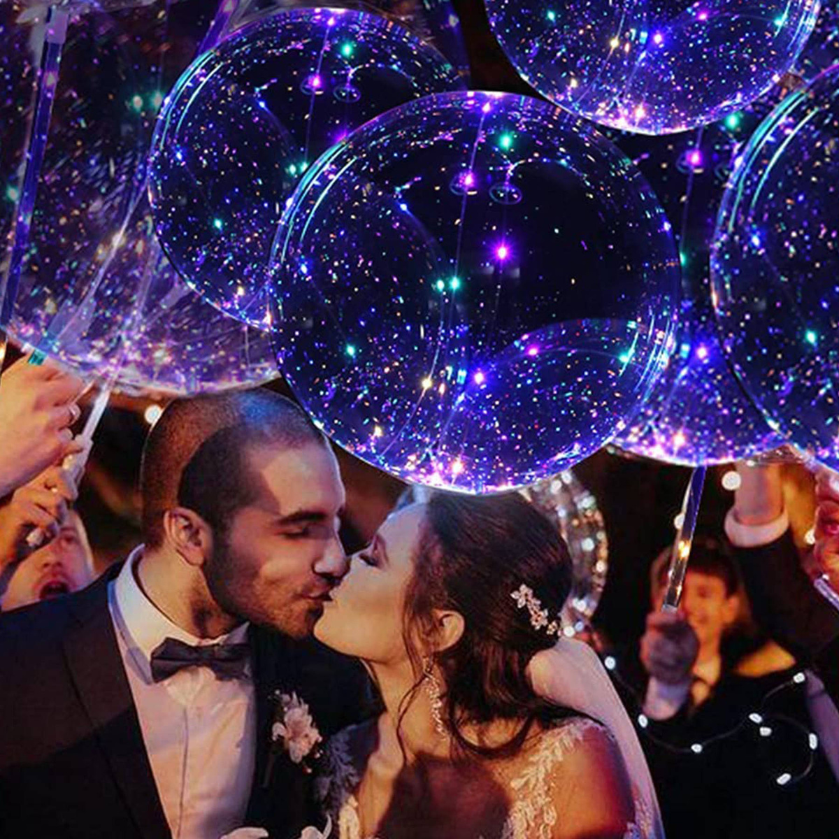 KOLOROWY BALON LED ŚWIECĄCY DUŻY MOCNY ŚWIATEŁKA NA PATYKU DEKORACJA ŚWIECI