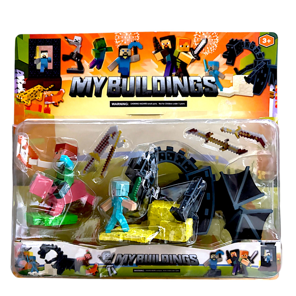 FIGURKA Z GRY MINECRAFT ZESTAW STEVE SMOK ZESTAW FIGUREK DO ZABAWY 4w1 XXL