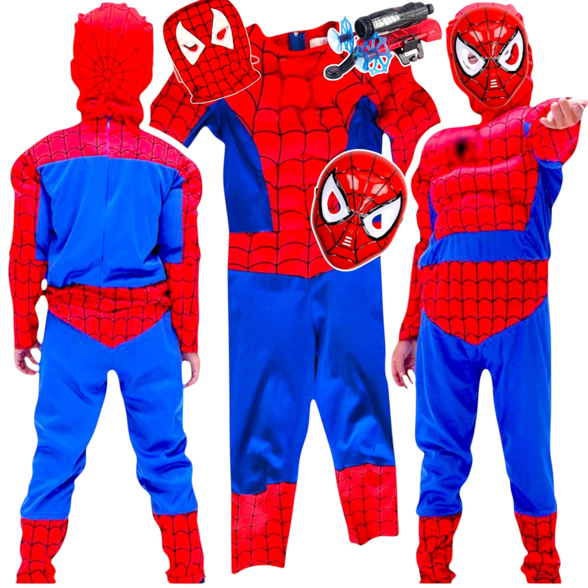 SPIDERMAN - STRÓJ DLA CHŁOPCA GRUBY Z MIĘŚNIAMI + MASKA NA TWARZ
