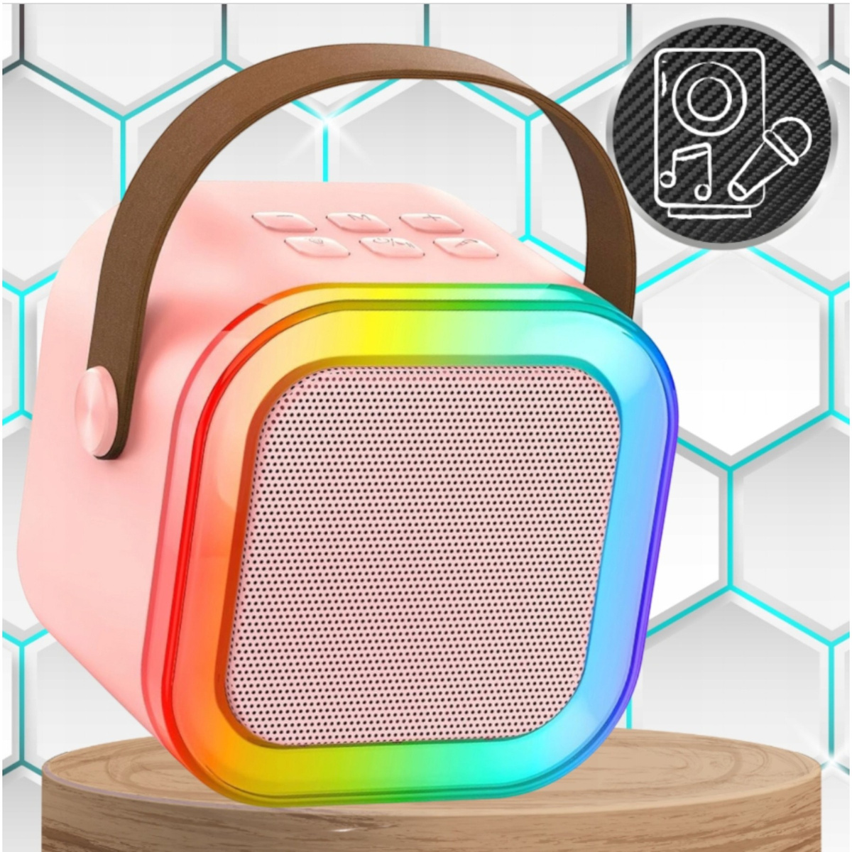 GŁOŚNIK BLUETOOTH PRZENOŚNE KARAOKE LAMPKA RGB MIKROFON USB SD MINI JACK