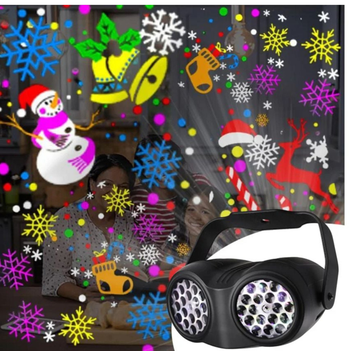 PROJEKTOR LASEROWY ŚWIĄTĘCZNY LED WYŚWIETLA OBRAZKI BOŻE NARODZENIE LAMPA