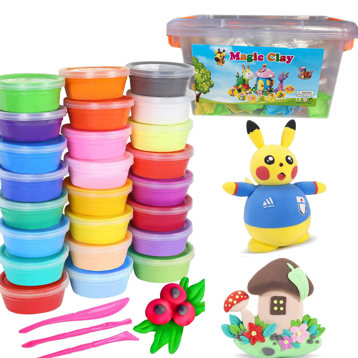 Magic Clay Magiczna Piankolina Sensoryczna 24 kolory + Duże pudełko
