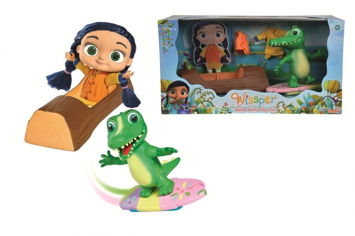 SIMBA - WISSPER FIGURKA ZESTAW ŚWIAT WODY ALIGATOR KEV STRÓJ DLA LALKI DESKA DO PŁYWANIA