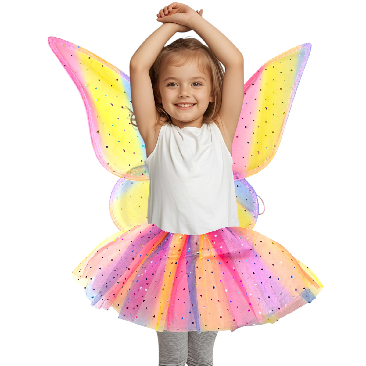 STRÓJ MAGICZNA KSIĘŻNICZKA KOSTIUM DLA DZIEWCZYNKI SKRZYDEŁKA SPÓDNICZKA