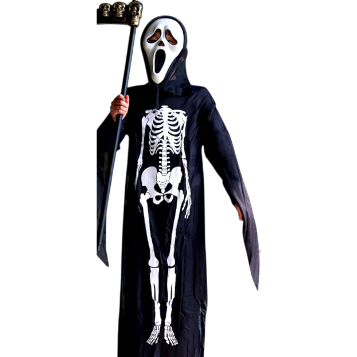 STRÓJ NA HALLOWEEN - KOŚCIOTRUP SZKIELET SZKIELETOR + MASKA KRZYK DUCH