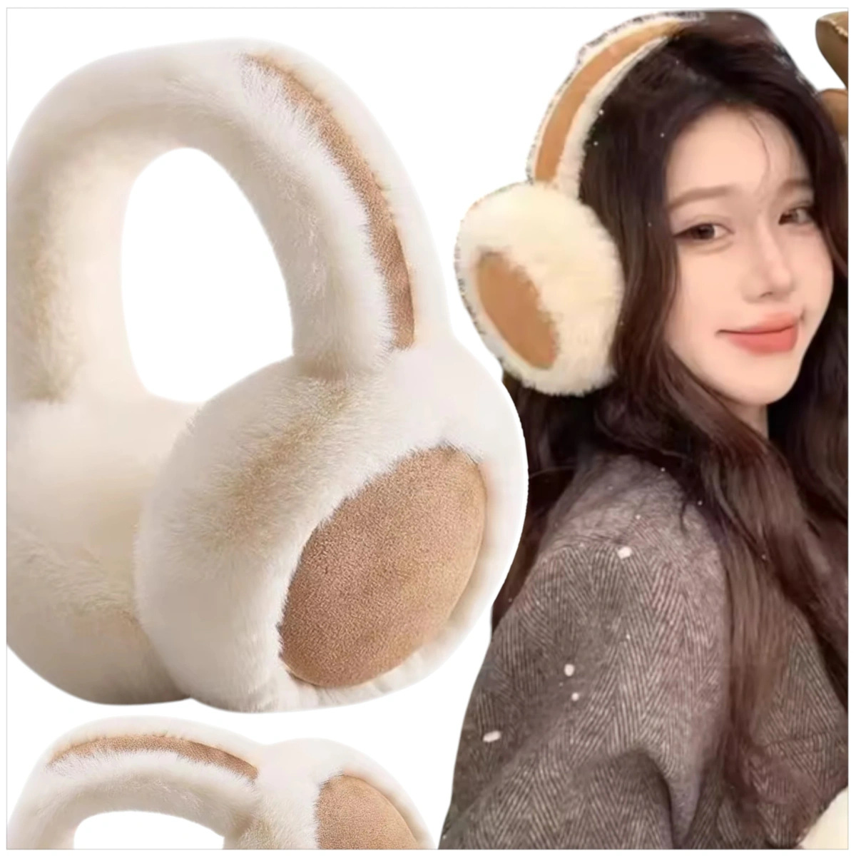 NAUSZNIKI ZIMOWE Z FUTERKIEM OPASKA NA USZY MIĘKKIE FUTERKOWE CIEPŁE