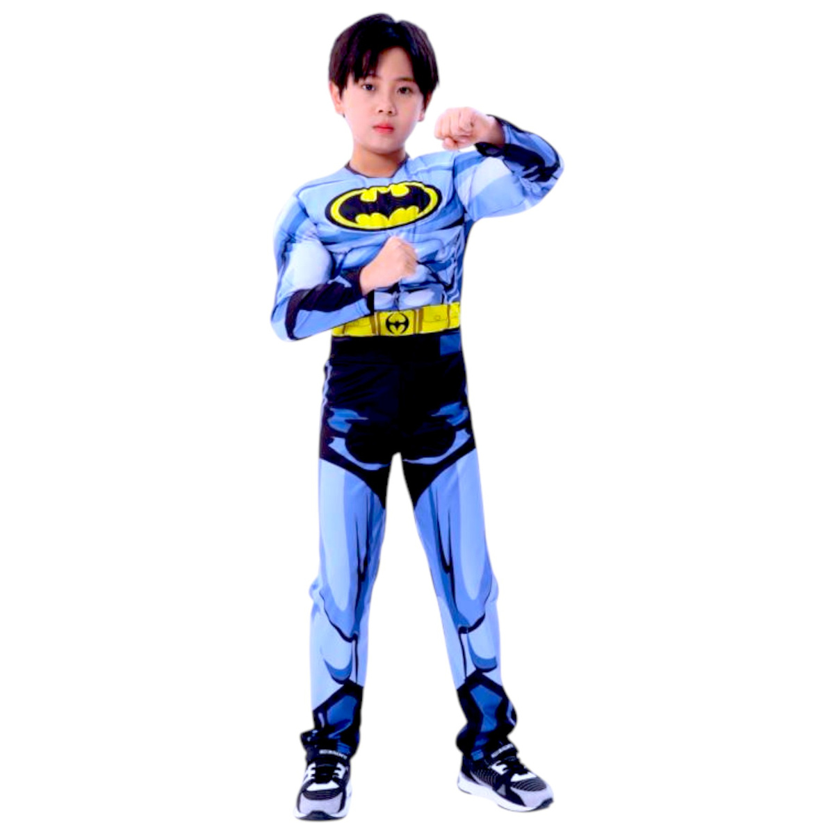 BATMAN - STRÓJ DLA CHŁOPCA GRUBY Z MIĘŚNIAMI DELUXE + MASKA NA TWARZ