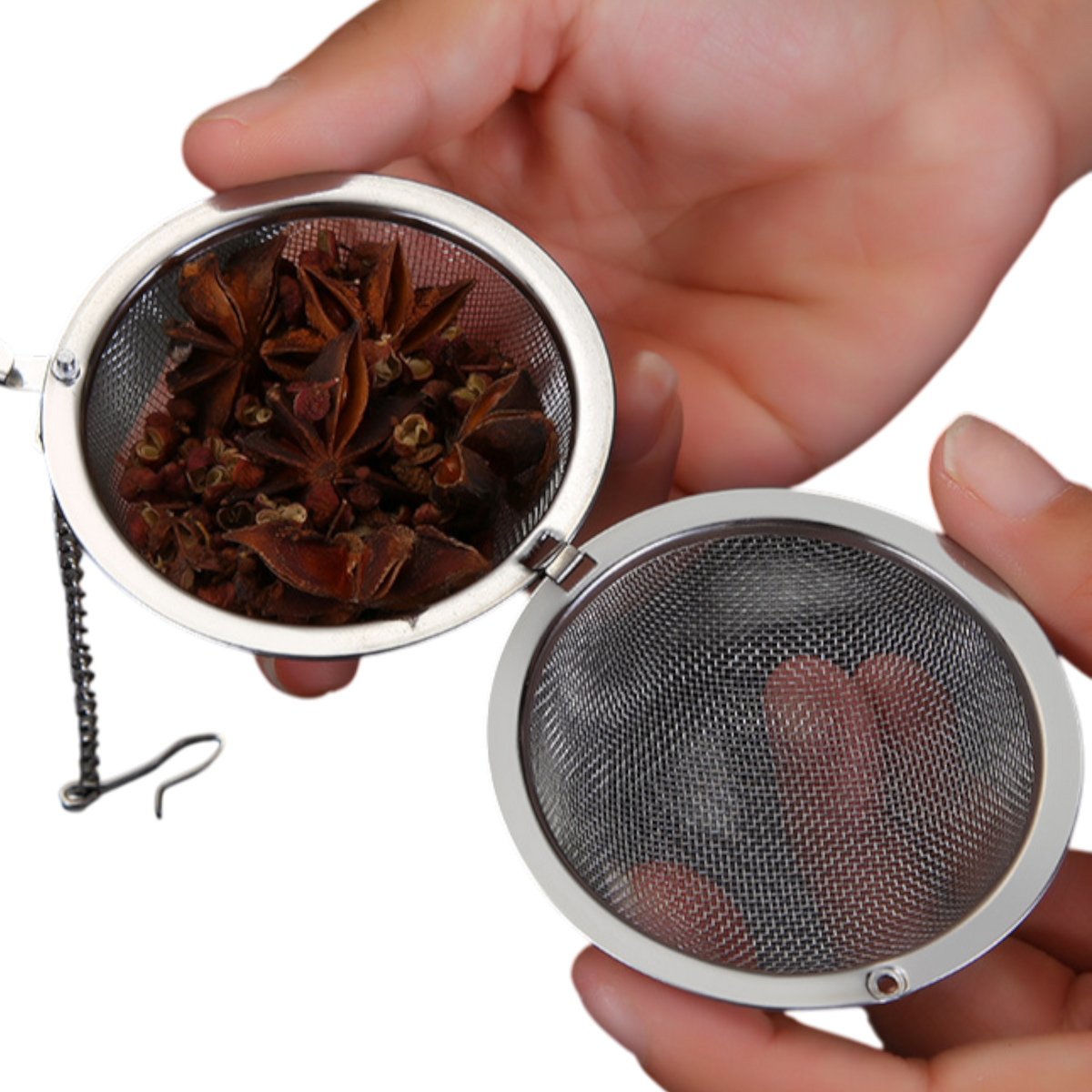 ZAPARZACZ DO HERBATY METALOWY KULKA Z ŁAŃCUSZKIEM UCHWYT DO ZIÓŁ KOSZYCZEK