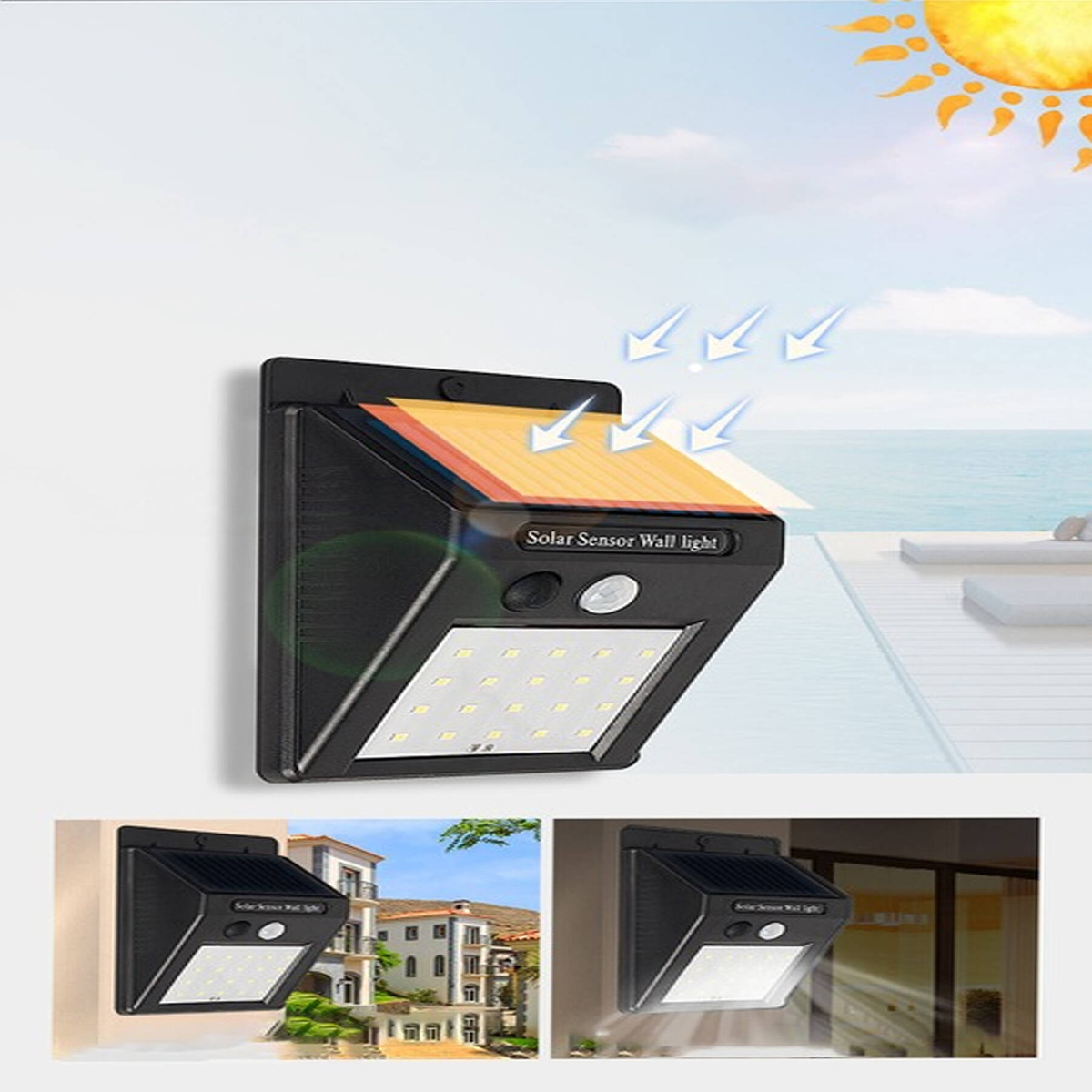 Lampa Solarna z Czujnikiem Ruchu i Zmierzchu 30LED Czujka Do Elewacji