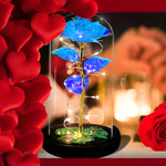 WIECZNA RÓŻA W SZKLE ŚWIECĄCA LED POMYSŁ NA ORYGINALNY PREZENT DLA KOBIET FLOWER BOX