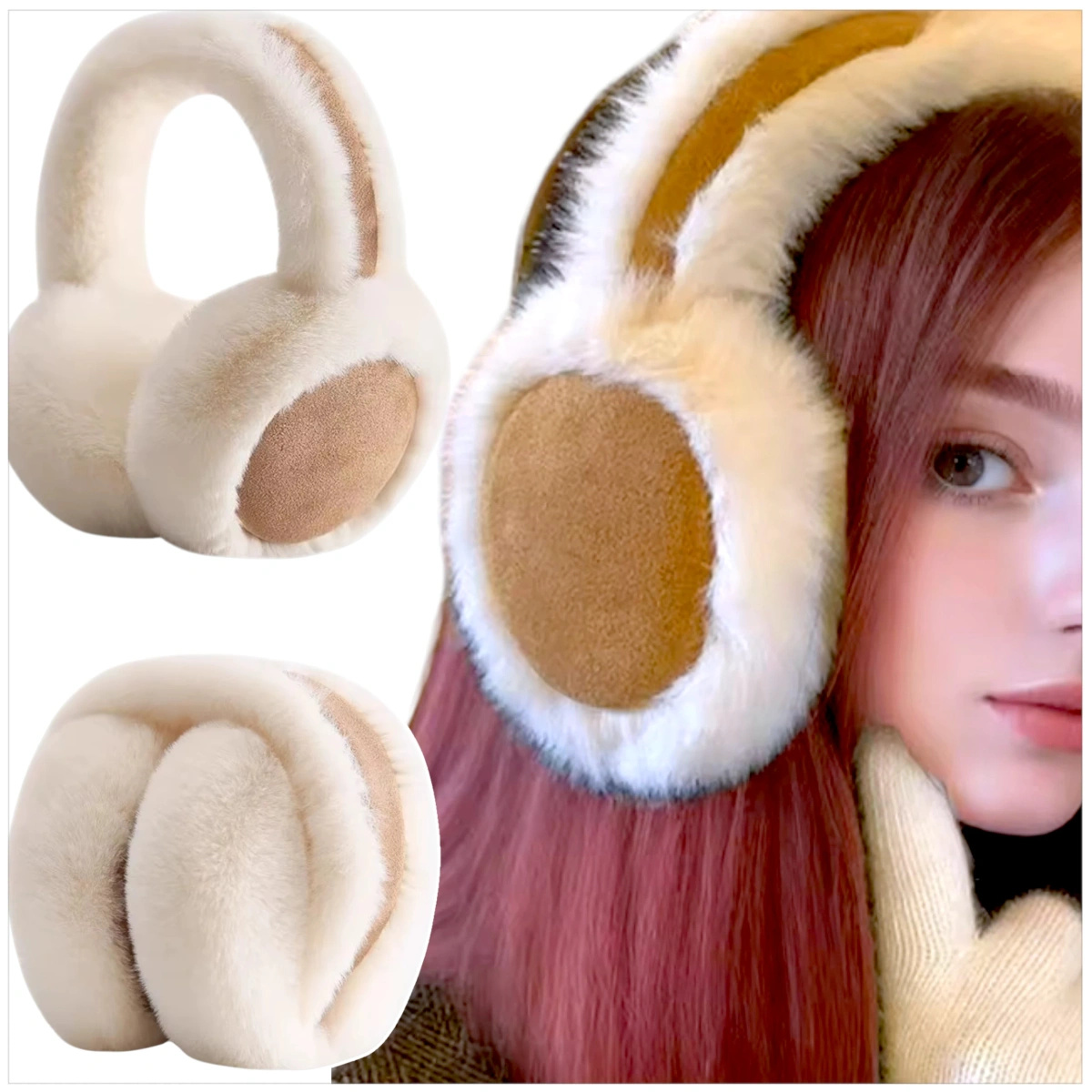 NAUSZNIKI ZIMOWE Z FUTERKIEM OPASKA NA USZY MIĘKKIE FUTERKOWE CIEPŁE