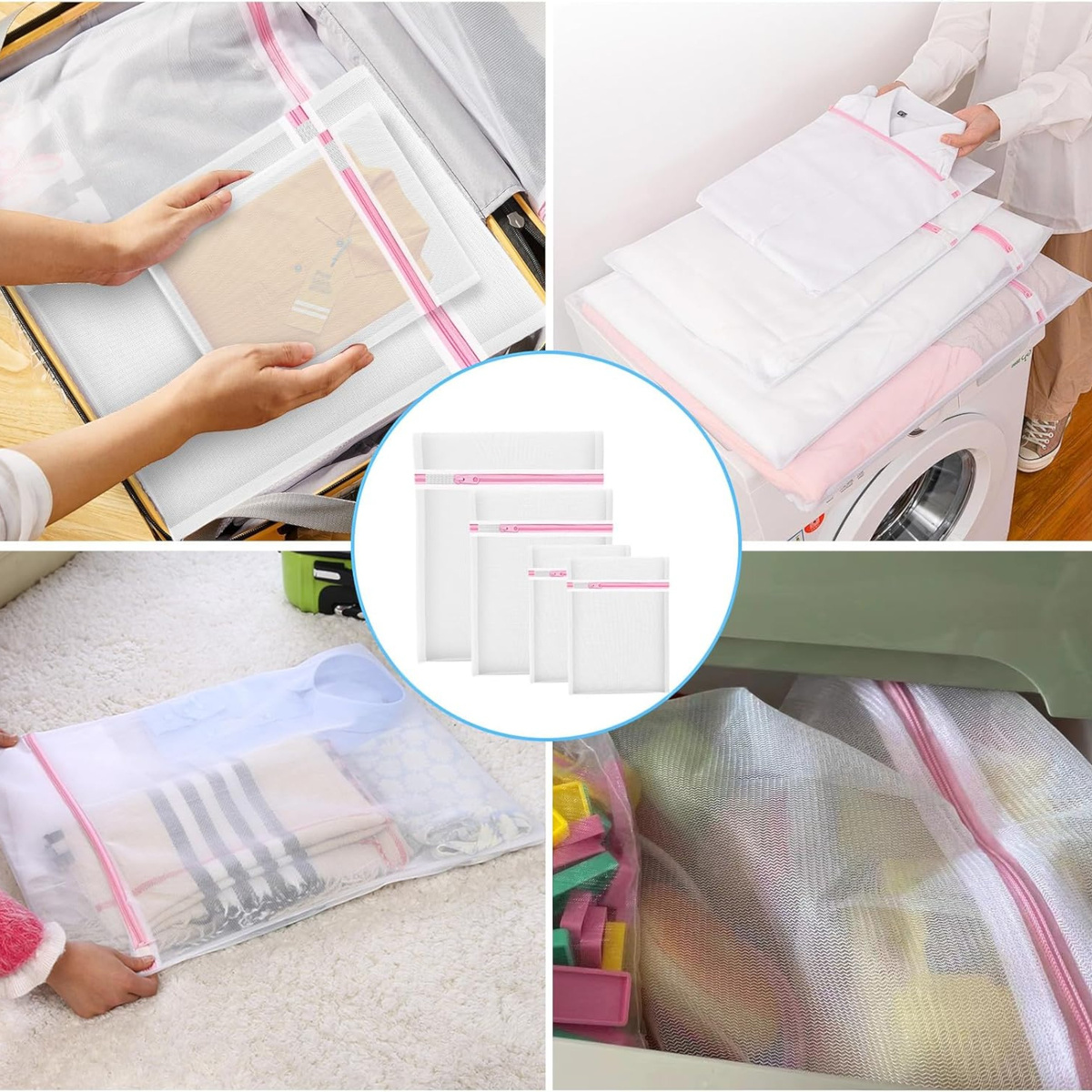 WORECZEK NA PRANIE WOREK SIATKA DO PRANIA UBRAŃ BIELIZNY FIRANEK 30X40cm