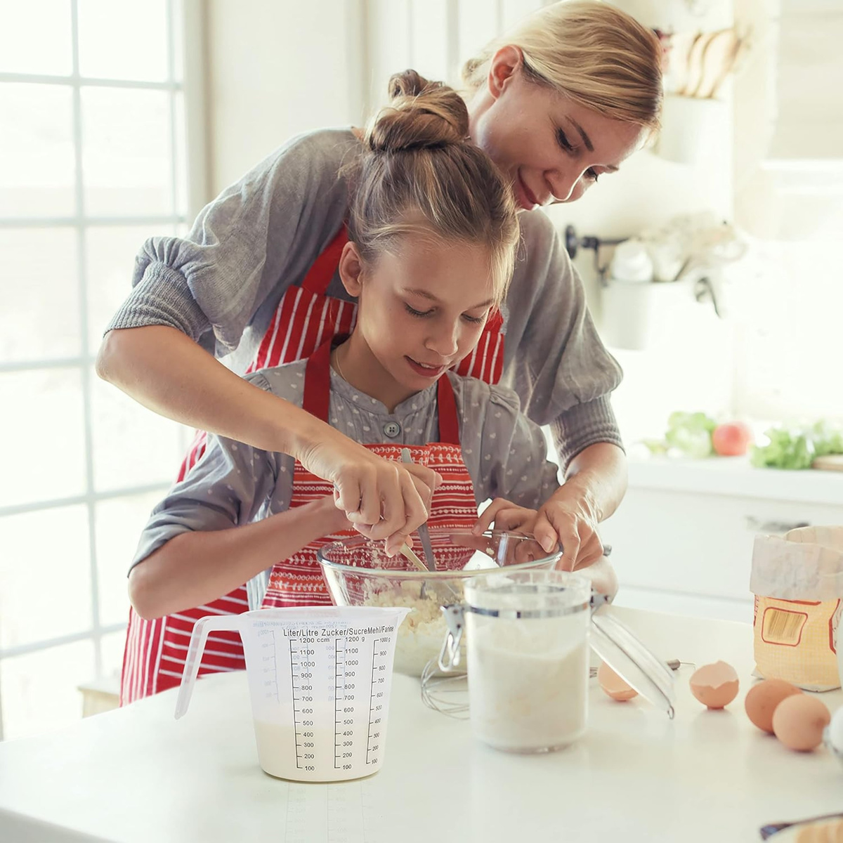 MIARKA KUCHENNA KUBEK DZBANEK Z PODZIAŁKĄ ODMIERZANIA PLASTIKOWY MIARA 1,5L