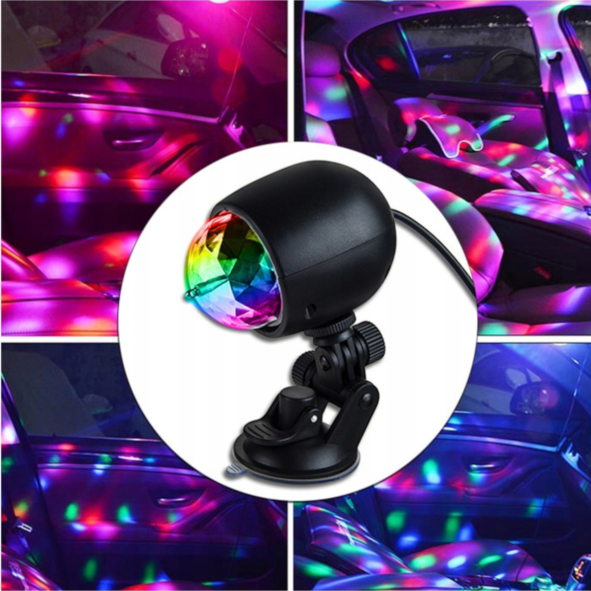 MINI KULA DYSKOTEKOWA LAMPA OBROTOWA KOLOROWA NA IMPREZĘ REFLEKTOR LED RGB