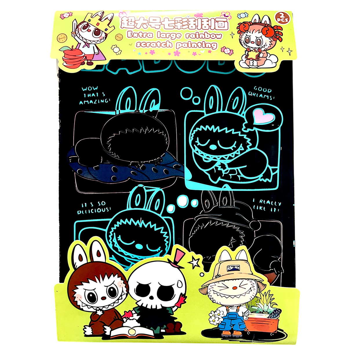 LABUBU - TĘCZOWA ZDRAPYWANKA + RYSIK WYDRAPYWANKA DLA DZIECI THE MONSTERS
