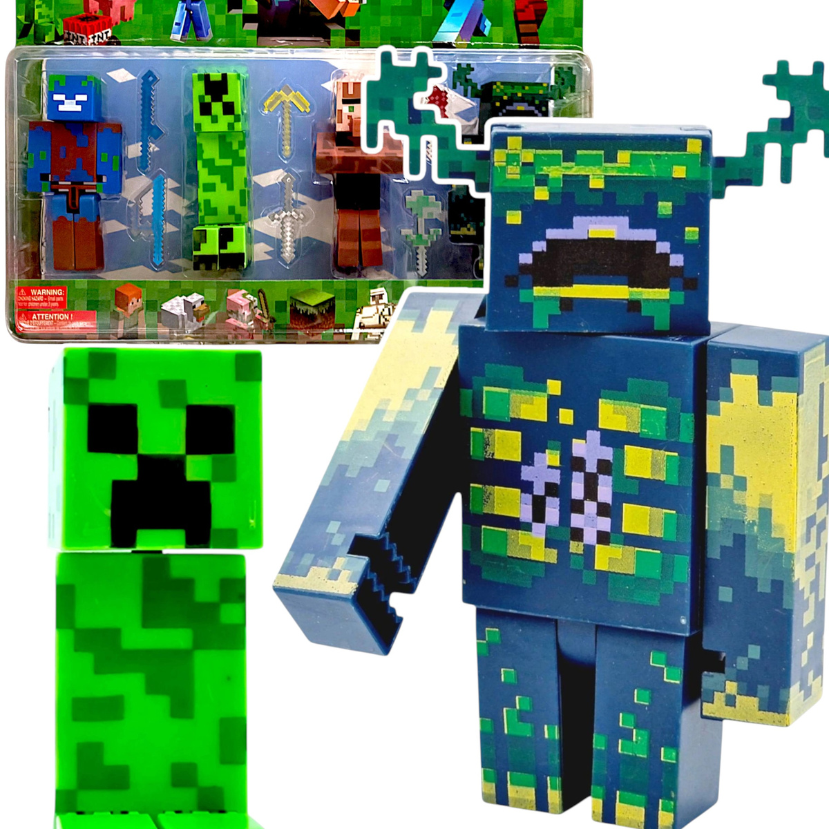 ZESTAW FIGUREK Z GRY MINECRAFT FIGURKA 4 SZTUKI ZOMBIE VILLAGER WARDEN 4w1