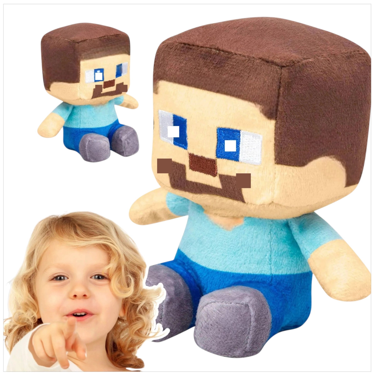 DUŻA MASKOTKA STEVE MINECRAFT PRZYTULANKA PLUSZAK LUDEK Z GRY MIĘKKA POSTAĆ