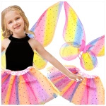 STRÓJ MAGICZNA KSIĘŻNICZKA KOSTIUM DLA DZIEWCZYNKI SKRZYDEŁKA SPÓDNICZKA