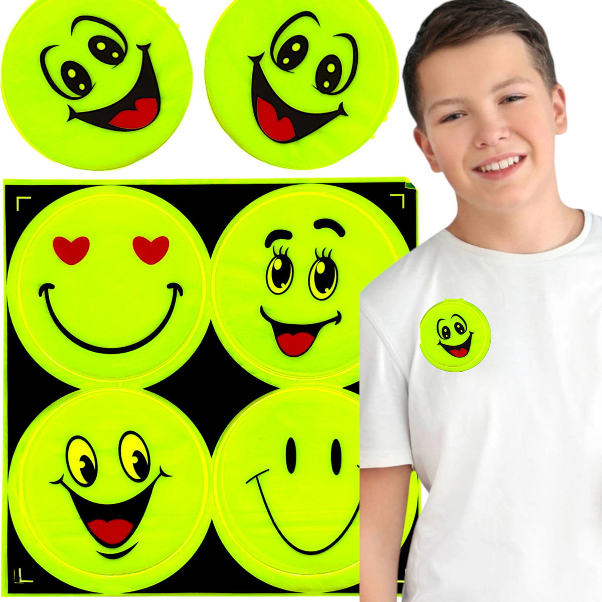 ODBLASKOWA NAKLEJKA DO PLECAKA BUŹKA - ZESTAW 10 SZTUK