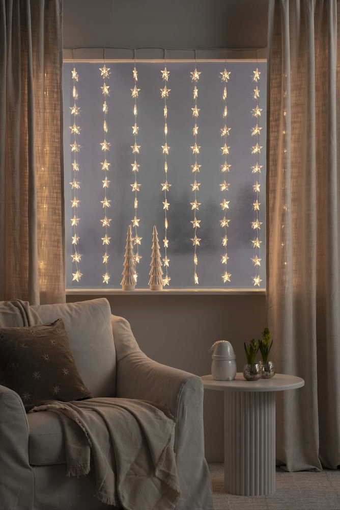 Zasłona 140x120cm z gwiazdami świąteczna LED