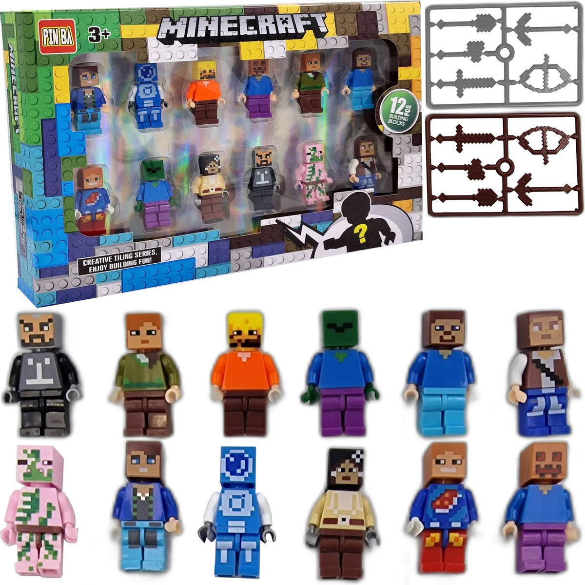 MINECRAFT zestaw 12 figurek + akcesoria
