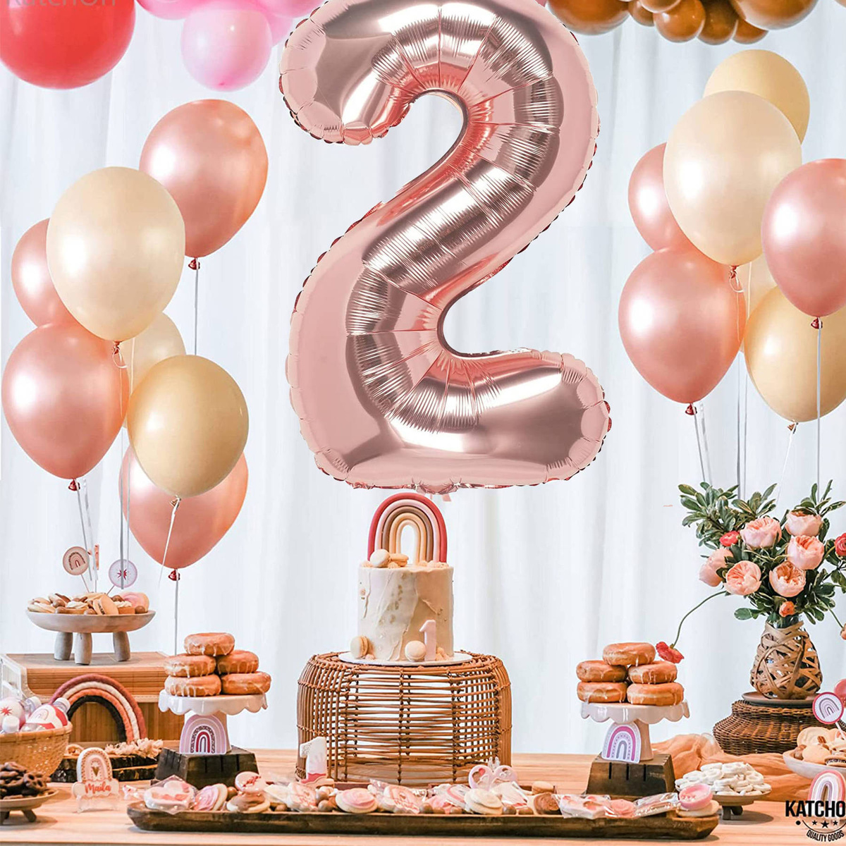 Balon Foliowy Cyfra 2 Rose 100cm