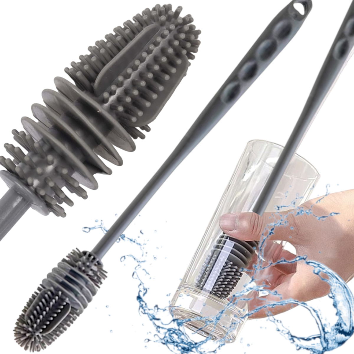 DUŻA SZCZOTKA DO MYCIA NACZYŃ SILIKONOWA DO SZKLANEK BUTELEK SODASTREAM