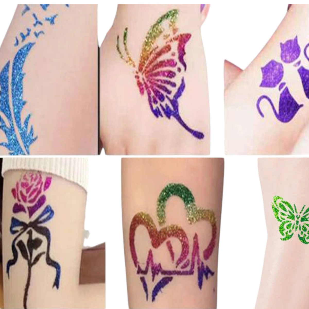 TATUAŻE DLA DZIEWCZYNKI BROKATOWE ZMYWALNE 151el ZESTAW DO TATUAŻY MAKIJAŻ