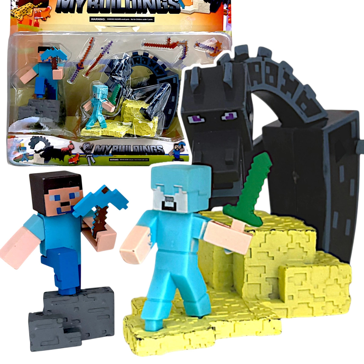 FIGURKA Z GRY MINECRAFT ZESTAW STEVE SMOK ZESTAW FIGUREK DO ZABAWY 4w1 XXL